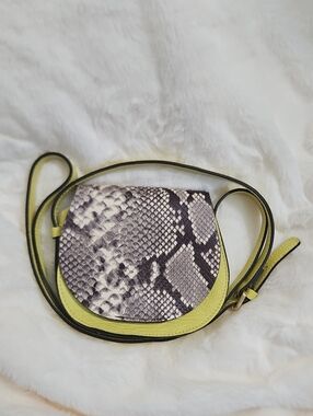 Gianni Chiarini Genuine Leather Crossbody Bag | Snake Print & Lime Green